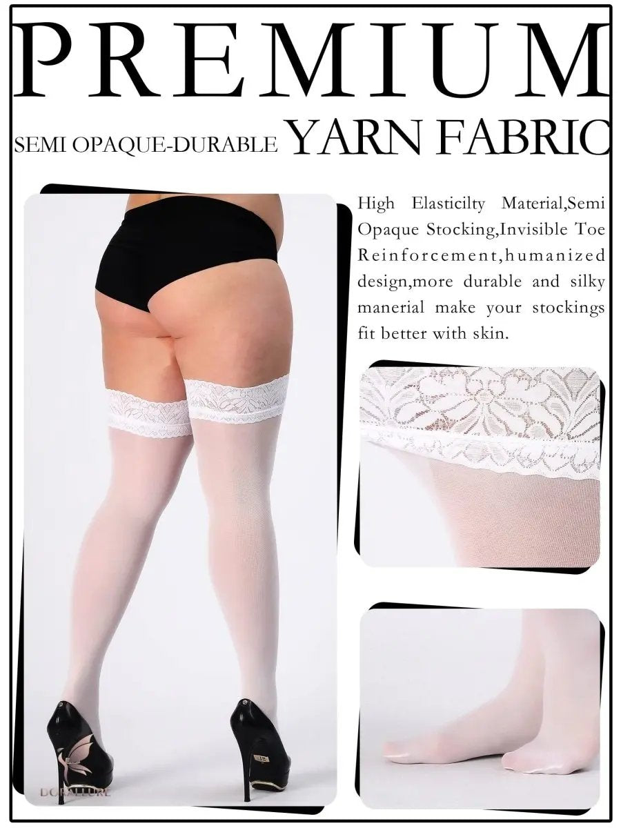 Plus Size Thigh High Stockings Silky Pantyhose - Love Salve